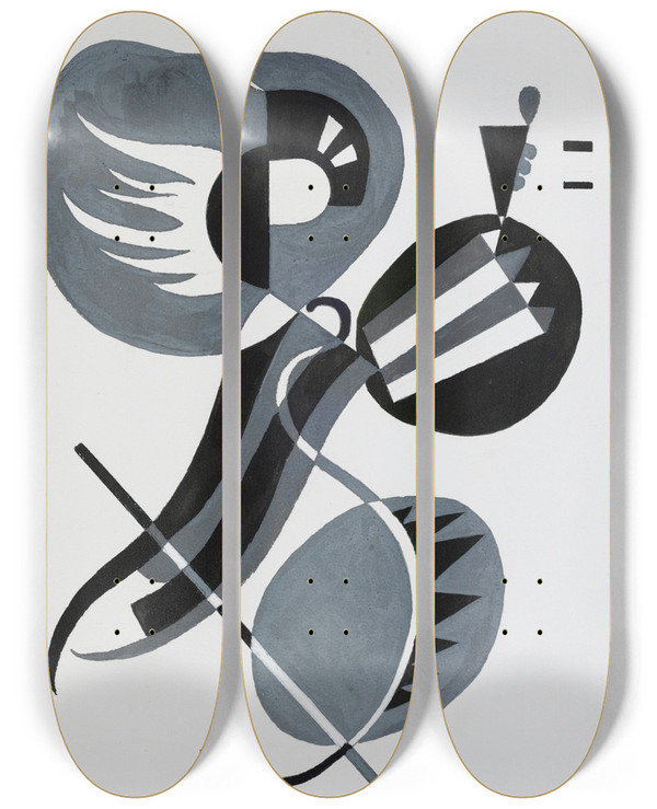 Triptych art skateboard deck of Wassily Kandinsky Sans Titre_2 by Wassily Kandinsky (1866-1944)