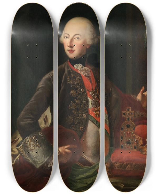 Triptych art skateboard deck of Habsburg Court Painter Portrait Of Emperor Joseph Ii As A Young Man 17411790 by Habsburg Court Painter