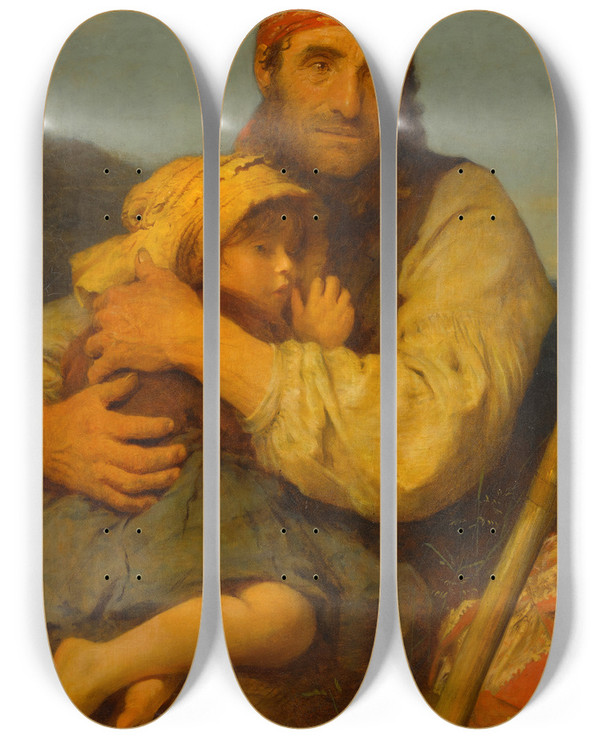 Triptych art skateboard deck of John Morgan The Lion And The Lamb by John Morgan (1822-1885)