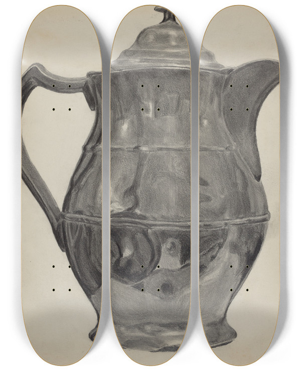 Triptych art skateboard deck of Francis Borelli Pewter Pitcher_1 by Francis Borelli