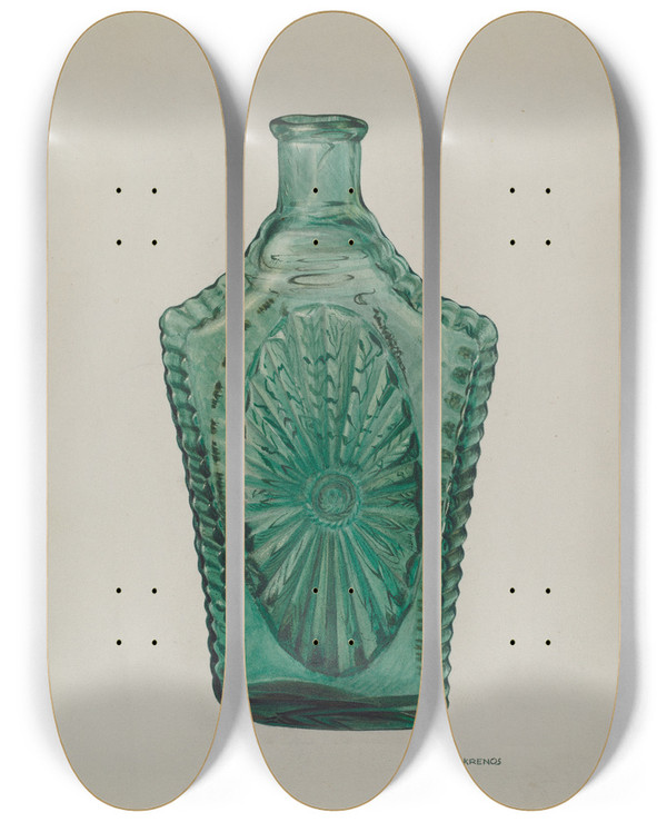 Triptych art skateboard deck of Chris Makrenos Flask_1 by Chris Makrenos (20-)