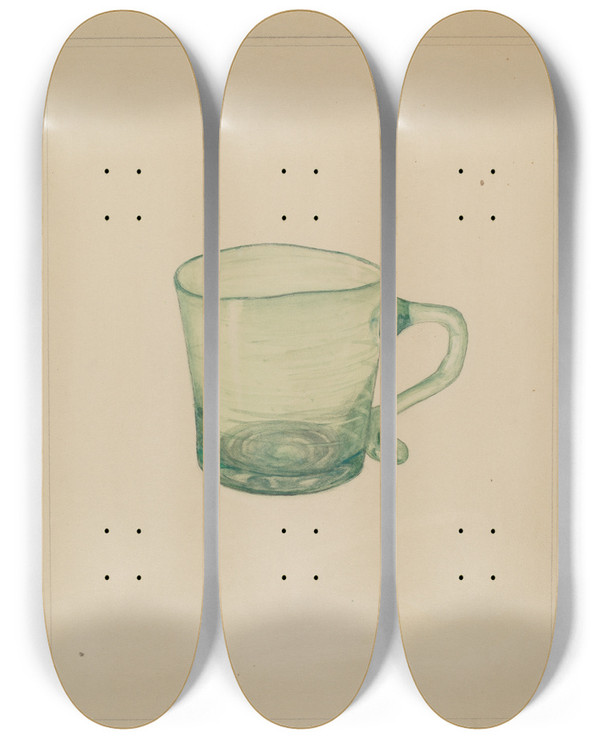 Triptych art skateboard deck of Jessica Price Mug by Jessica Price