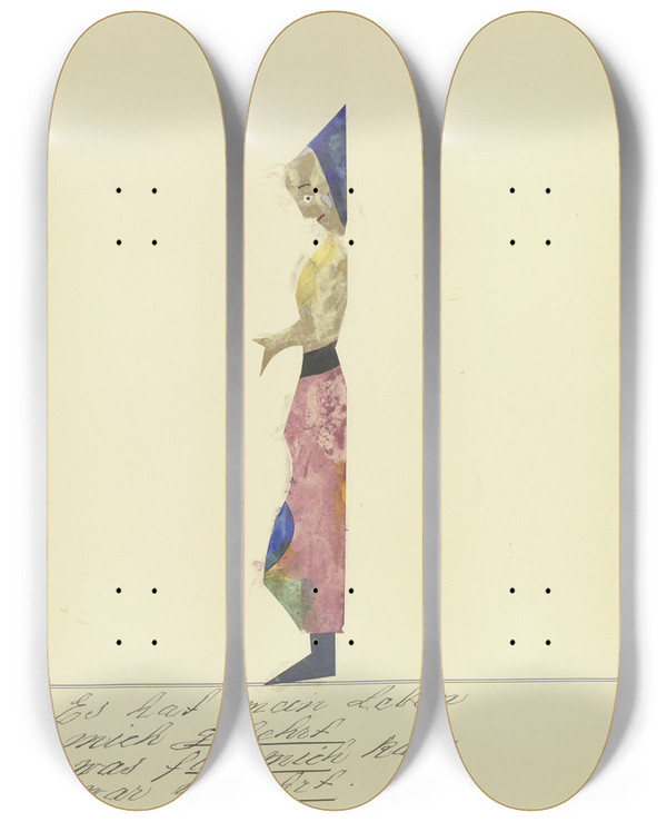 Triptych art skateboard deck of John Elsas Es Hat Mein Leben Mich Gelehrt by John Elsas (1851-1935)