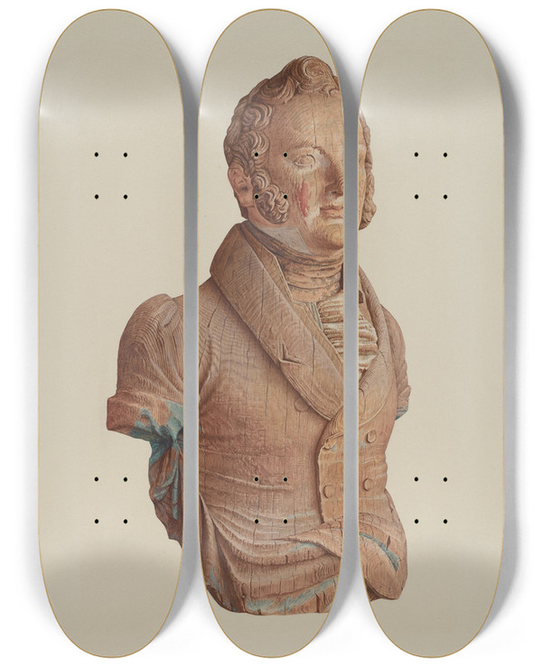 Triptych art skateboard deck of Elizabeth Moutal Figurehead_5 by Elizabeth Moutal
