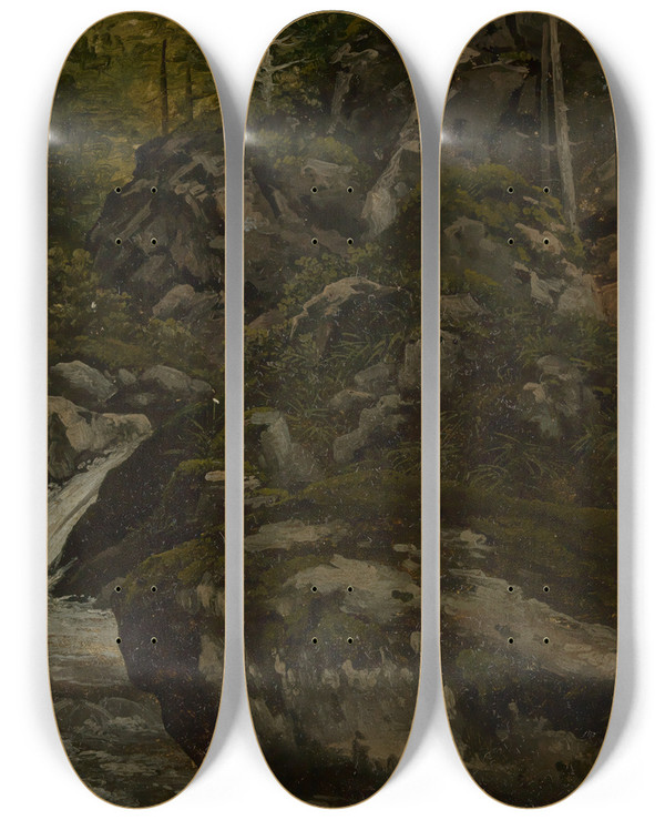 Triptych art skateboard deck of Georg Wilhelm Issel Waldbach by Georg Wilhelm Issel
