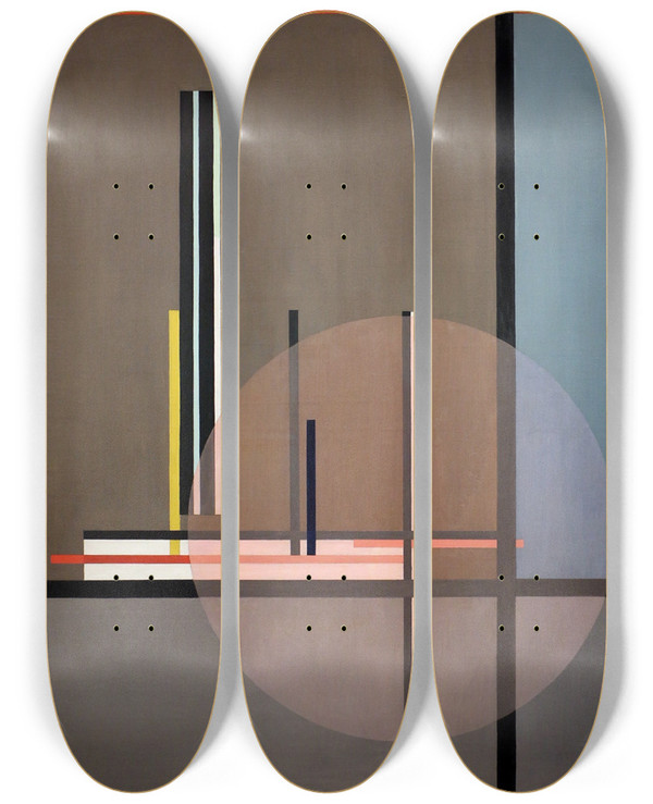 Triptych art skateboard deck of Lszl Moholynagy Lis by Laszlo Moholy Nagy (1895-1946)