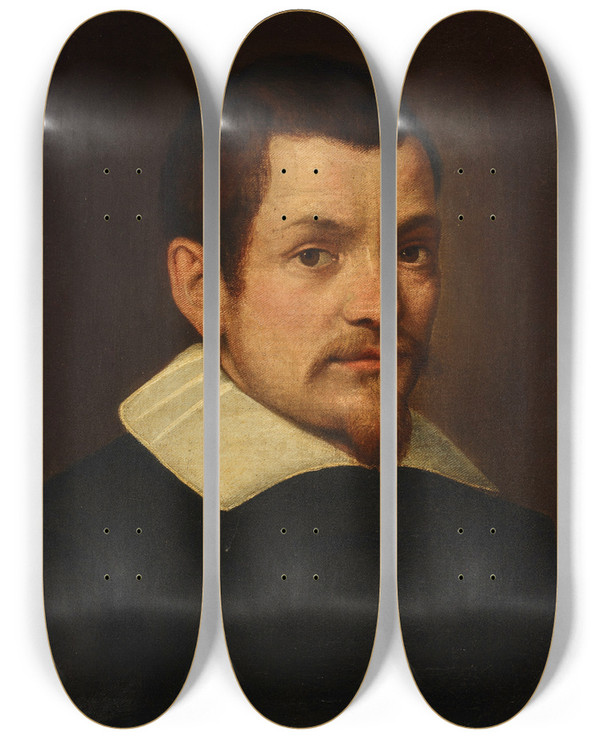 Triptych art skateboard deck of Venetian School Portrait Of A Man by Venetian School