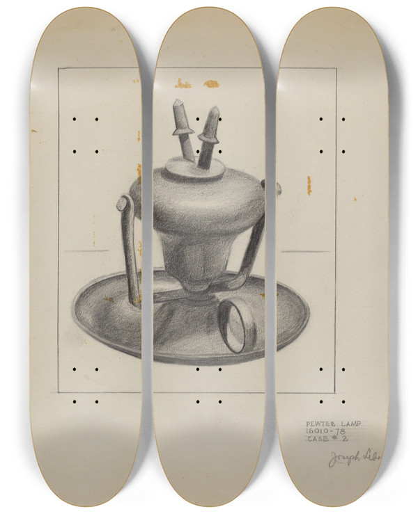 Triptych art skateboard deck of Joseph Leboit Lamp_1 by Joseph Leboit (1907-2002)