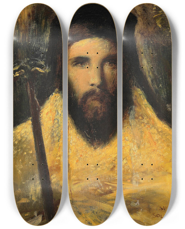 Triptych art skateboard deck of Simeon Solomon A Greek Archimandrite by Simeon Solomon (1840-1905)