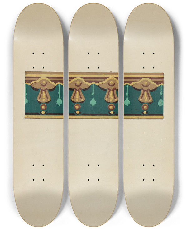 Triptych art skateboard deck of John Garay Wall Paper Border_1 by John Garay