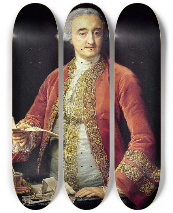 Triptych art skateboard deck of Pompeo Batoni Manuel De Roda Y Arrieta by Pompeo Batoni (1708-1787)