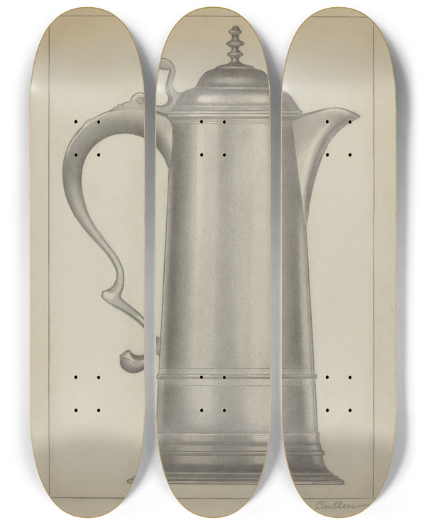 Triptych art skateboard deck of Charles Cullen Pewter Flagon_3 by Charles Cullen (20-)
