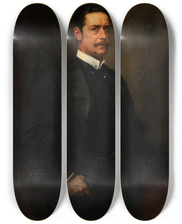 Triptych art skateboard deck of Friedrich August Von Kaulbach Maximilian Von Heyl by Friedrich August Von Kaulbach (1850-1920)
