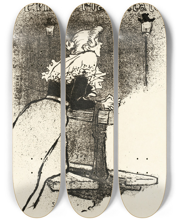 Triptych art skateboard deck of Thophile Alexandre Steinlen Prire Marmitale by Theophile Alexandre Steinlen (1859-1923)