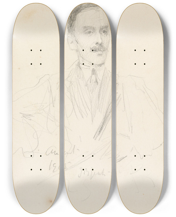 Triptych art skateboard deck of John Butler Yeats Sir Hugh Lane 18751915 Later Director Of The National Gallery Of Ireland by John Butler Yeats (1839-1922)