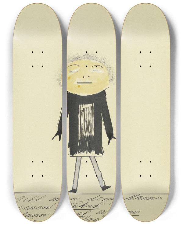 Triptych art skateboard deck of John Elsas Sitz Ich In Der Strassenbahn by John Elsas (1851-1935)