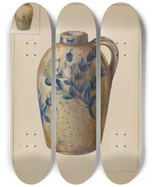 Triptych art skateboard deck of Anna Aloisi Jug by Anna Aloisi