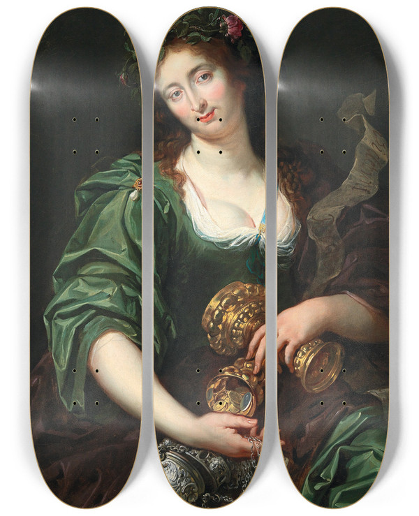 Triptych art skateboard deck of Abraham Janssens An Allegory Of Fortune by Abraham Janssens (1575-1632)