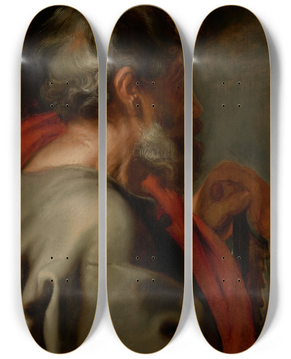 Triptych art skateboard deck of Anthony Van Dyck The Apostle Simon by Anthony Van Dyck (1599-1641)