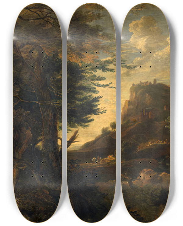 Triptych art skateboard deck of Pieter Rijsbraeck Landscape by Pieter Rijsbraeck