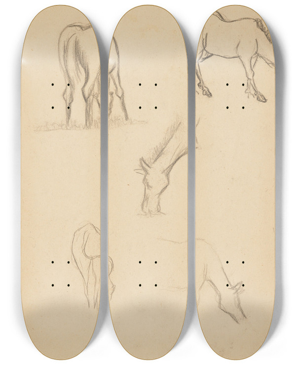 Triptych art skateboard deck of Eric Forbesrobertson Tudes Danimaux De Paysages Et De Modles_13 by Eric Forbes Robertson (1865-1935)
