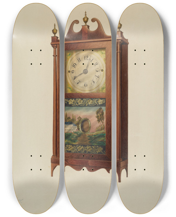 Triptych art skateboard deck of Frank Wenger Shelf Clock_3 by Frank Wenger (20-)