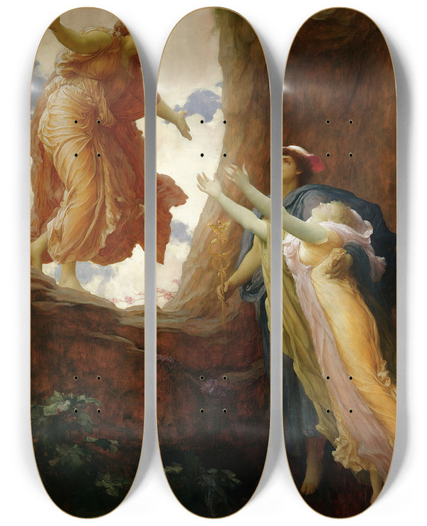 Triptych art skateboard deck of Frederic Leighton The Return Of Persephone by Frederic Leighton (1830-1896)