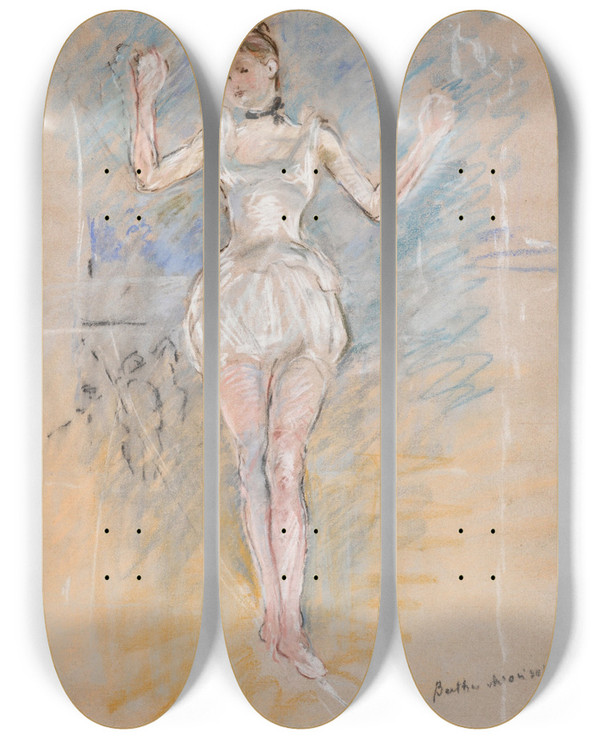 Triptych art skateboard deck of Berthe Morisot Danseuse De Corde by Berthe Morisot (1841-1895)