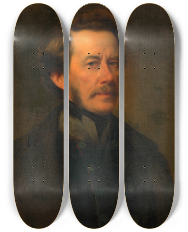 Triptych art skateboard deck of Franz Eybl Selbstbildnis Franz Eybl by Franz Eybl (1806-1880)