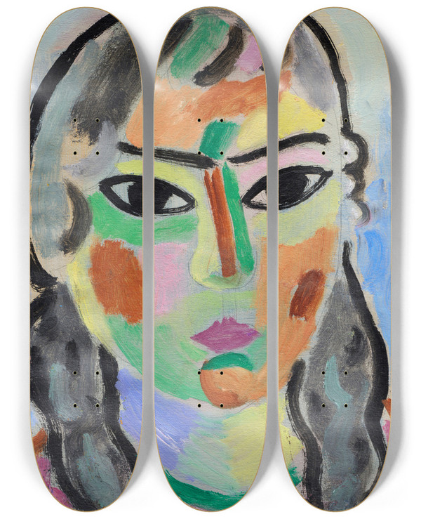 Triptych art skateboard deck of Alexej Von Jawlensky Mdchen by Alexej Von Jawlensky (1864-1941)