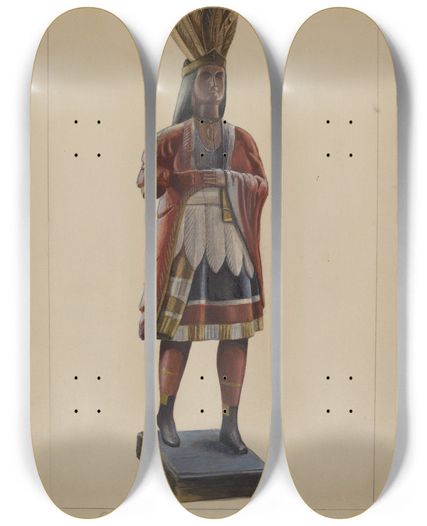 Triptych art skateboard deck of Henry Granet Cigar Store Indian_2 by Henry Granet