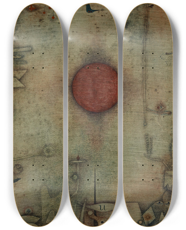 Triptych art skateboard deck of Paul Klee Ad Marginem by Paul Klee (1879-1940)