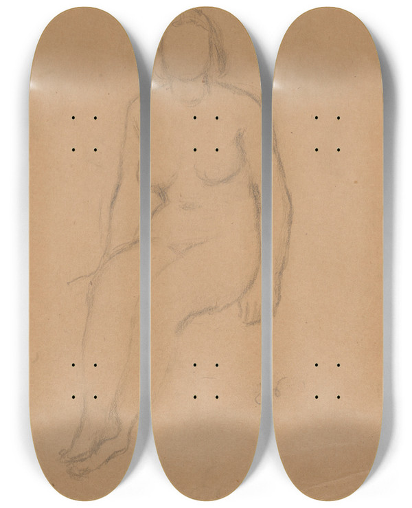 Triptych art skateboard deck of Stanisaw Wyspiaski Akt Kobiety_1 by Stanislaw Wyspianski (1869-1907)