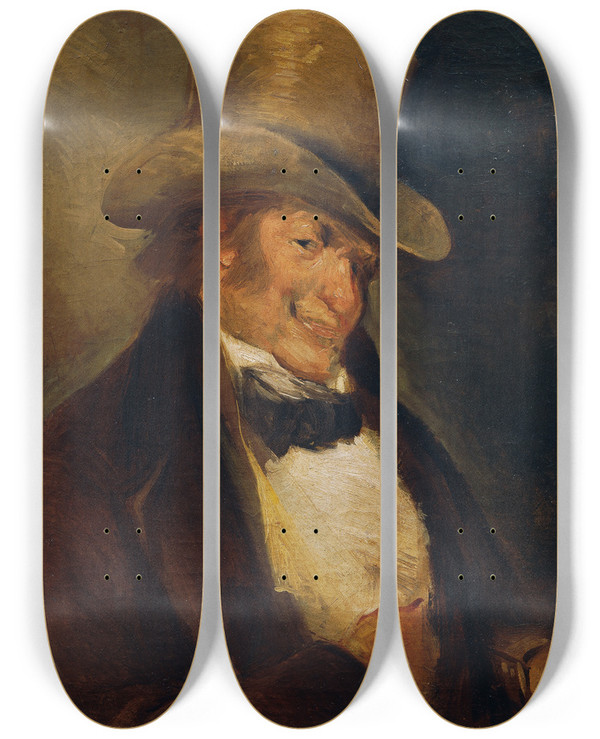 Triptych art skateboard deck of Francisco De Goya Selfportrait_1 by Francisco de Goya (1746-1828)