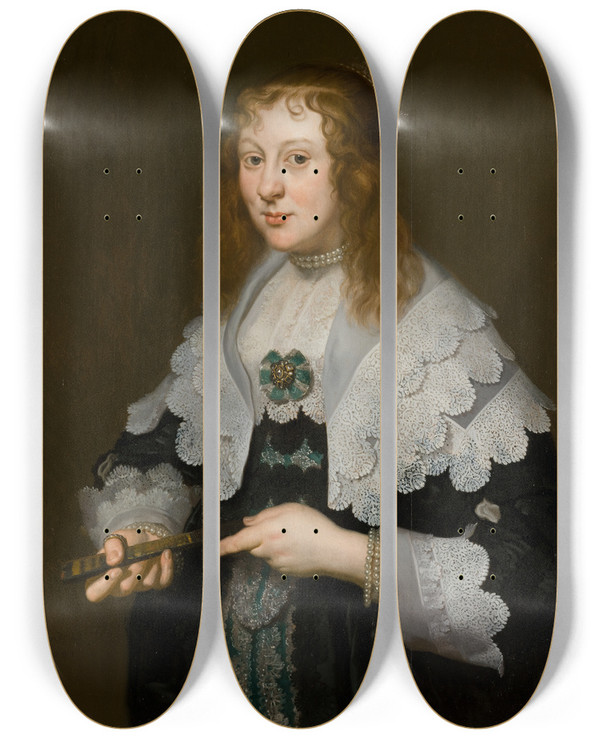 Triptych art skateboard deck of Joachim Von Sandrart Alida Bicker 16201702 by Joachim Von Sandrart (1609-1688)