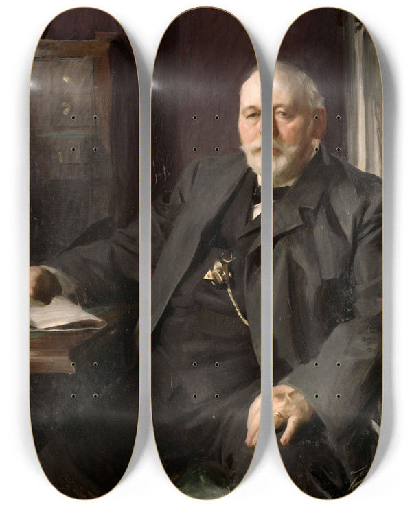 Triptych art skateboard deck of Anders Zorn Director Frans R Heiss by Anders Zorn (1860-1920)