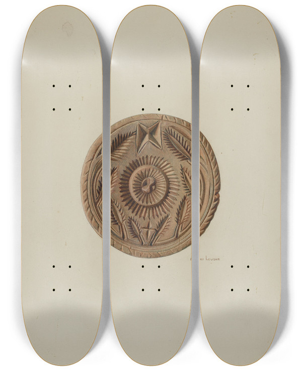 Triptych art skateboard deck of Albert Levone Pa German Butter Mold_7 by Albert Levone (20-)