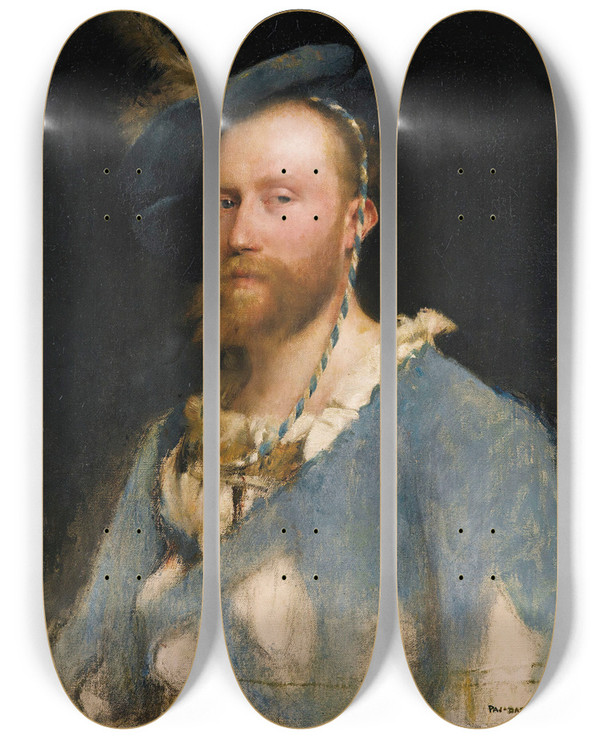 Triptych art skateboard deck of Pascaladolphejean Dagnanbouveret Portrait Of Gustave Courtois_1 by Pascal-Adolphe-Jean Dagnan-Bouveret (1852-1929)