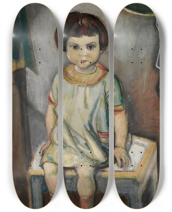 Triptych art skateboard deck of William Sommer June by William Sommer (1867-1949)