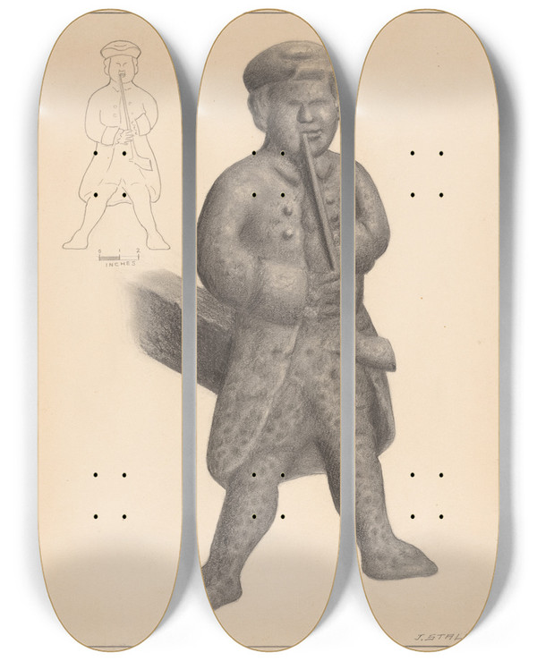 Triptych art skateboard deck of Jack Staloff Andiron One Of Pair_6 by Jack Staloff