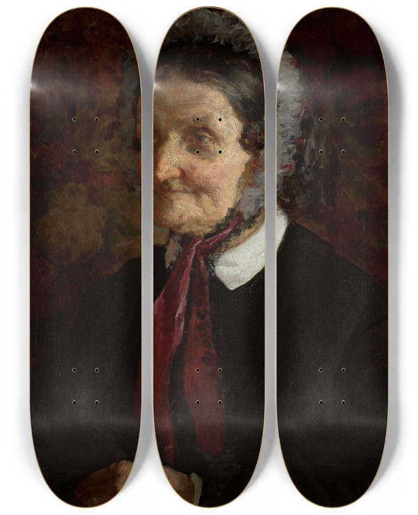 Triptych art skateboard deck of Witold Pruszkowski Portrait Of Mrs Matliska by Witold Pruszkowski (1846-1896)