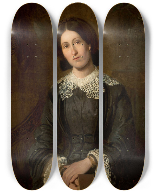Triptych art skateboard deck of Wadysaw Uszczkiewicz Portrait Of Lucyna Uszczkiewicz Artists Sister by Wadysaw uszczkiewicz (1828-1900)