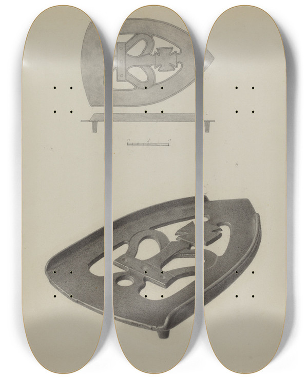 Triptych art skateboard deck of Charles Garjian Flat Iron Holder_1 by Charles Garjian