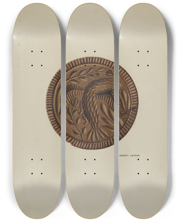 Triptych art skateboard deck of Albert Levone Pa German Butter Mold_2 by Albert Levone (20-)