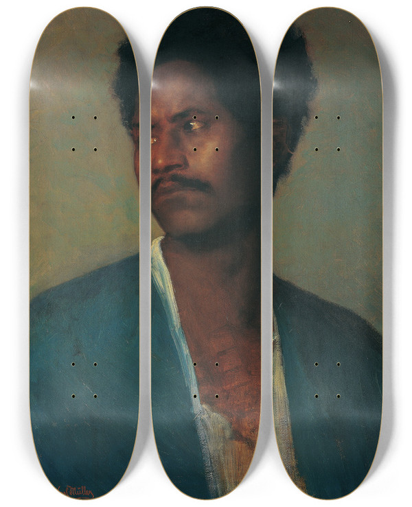 Triptych art skateboard deck of Leopold Carl Mller A Nubian by Leopold Carl Muller (1834-1892)