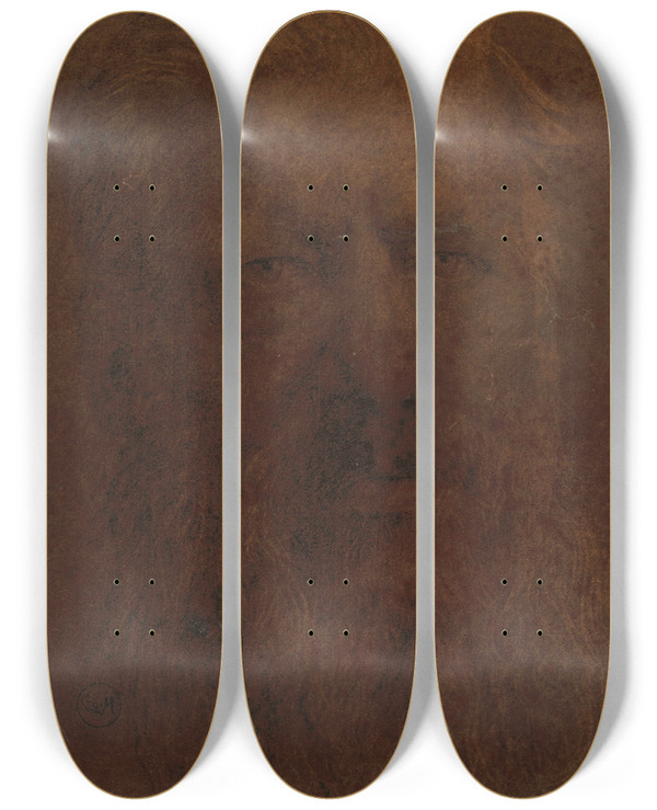 Triptych art skateboard deck of Charles Mertens Portrait Of A Man_2 by Charles Mertens (1865-1919)