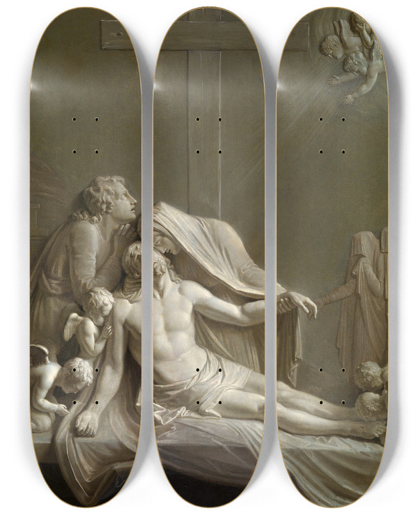 Triptych art skateboard deck of Bernardino Nocchi Deposition After Antonio Canova by Bernardino Nocchi (1741-1812)