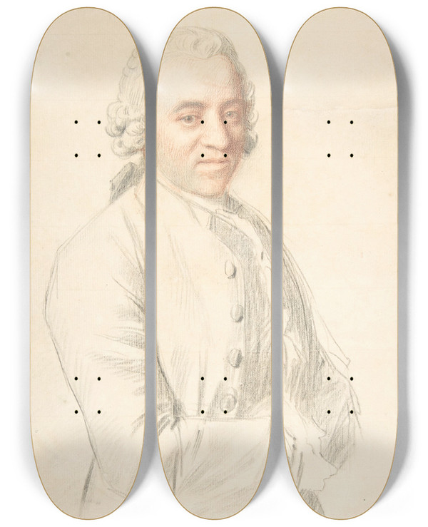 Triptych art skateboard deck of Jeanetienne Liotard Portrait Of Marc Liotardsarasin by Jean-Etienne Liotard (1702-1789)