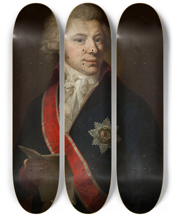 Triptych art skateboard deck of Jzef Peszka Portrait Of Jan Duklan Buchowiecki by Jozef Peszka (1767-1831)
