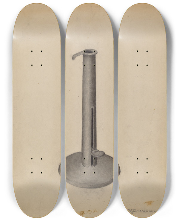 Triptych art skateboard deck of Holger Hansen Candlestick_1 by Holger Hansen
